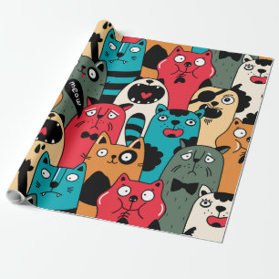 The crowd of cats wrapping paper