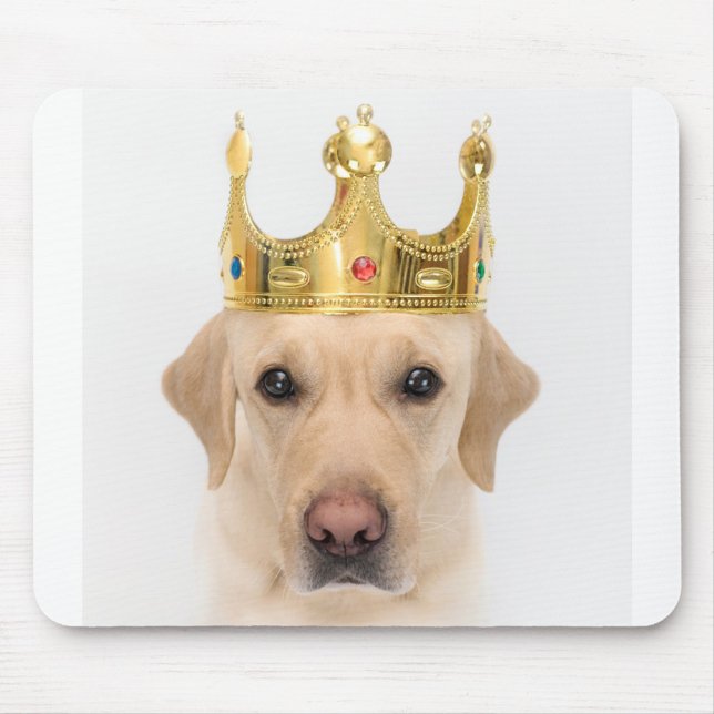 The Crown Dog Mousepad (Yellow Labrador dog with a gold crown on its head.)