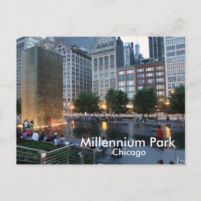 The Crown Fountain, Millennium Park, Chicago Postcard (Front)