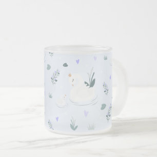 The Crowned Swan Frosted Glass Coffee Mug