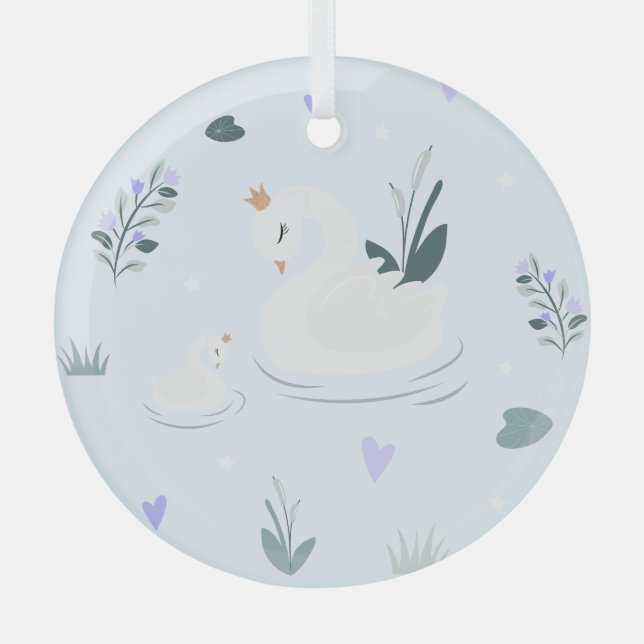 The Crowned Swan Glass Tree Decoration (Front)