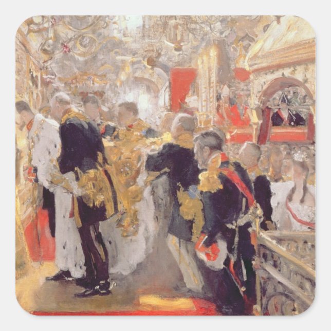 The Crowning of Emperor Nicholas II Square Sticker (Front)