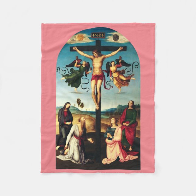 The Crucified Christ with the Virgin Mary Fleece Blanket (Front)