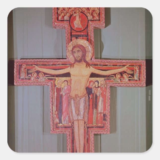 The Crucifix of St. Damian Square Sticker (Front)