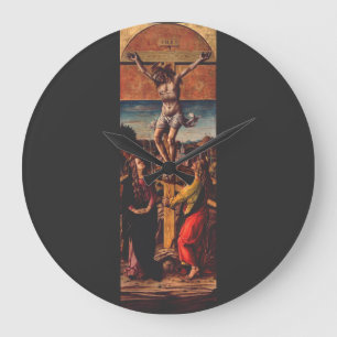 The Crucifixion after Carlo Crivelli Sacred Art Large Clock