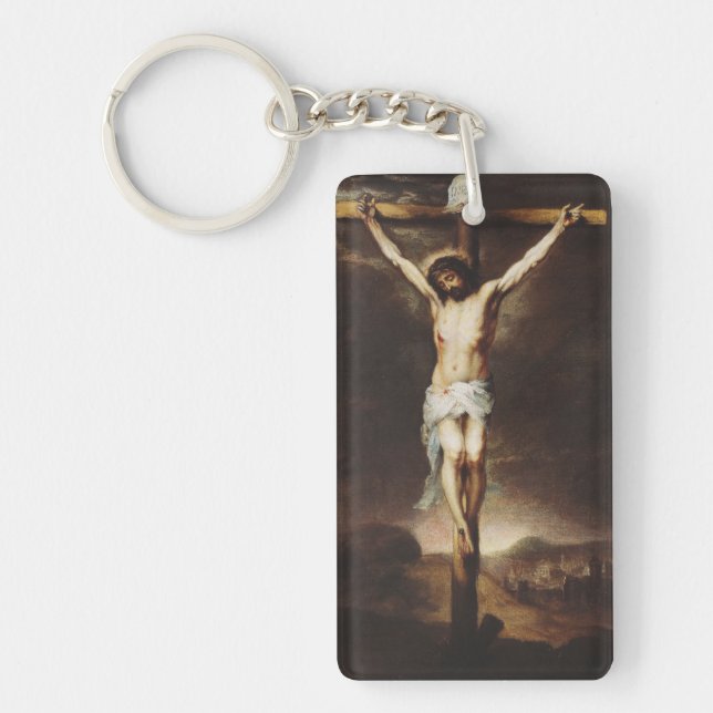 The Crucifixion by Bartolome Esteban Murillo Key Ring (Front)