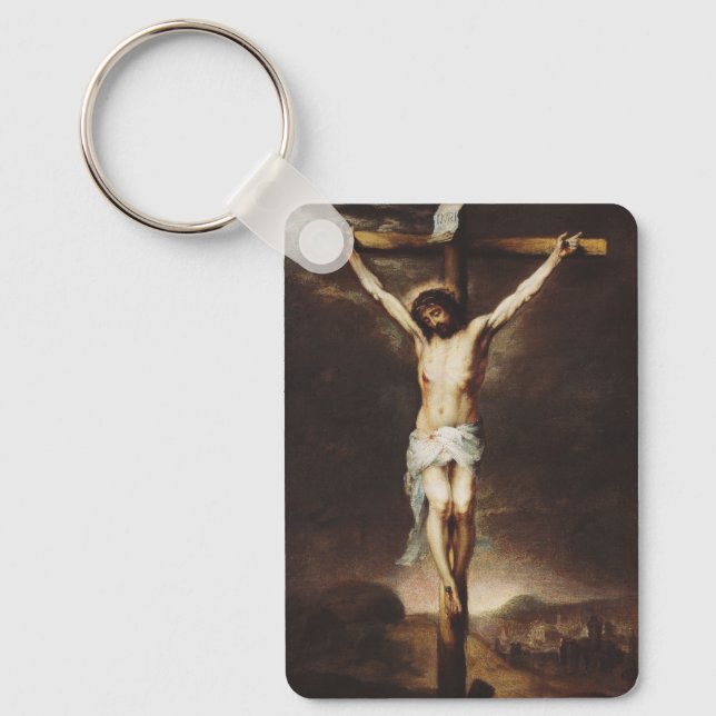 The Crucifixion by Bartolome Esteban Murillo Key Ring (Front)