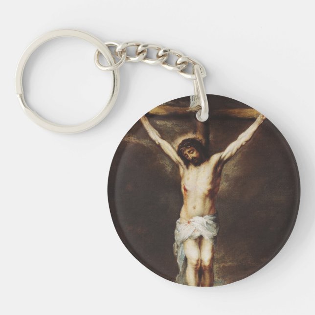 The Crucifixion by Bartolome Esteban Murillo Key Ring (Front)