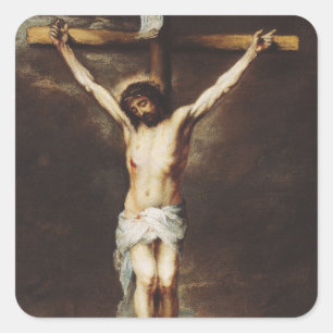 The Crucifixion by Bartolome Esteban Murillo Square Sticker