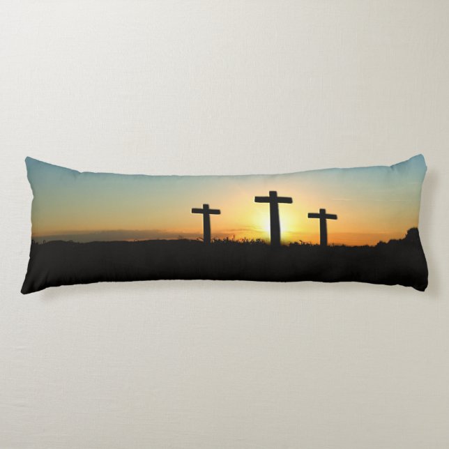 The Crucifixion Crosses at Sunset Body Cushion (Front)