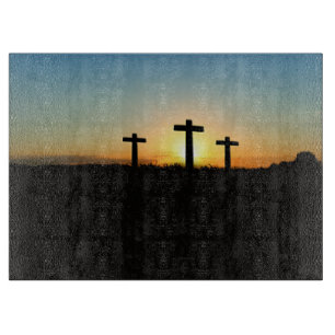 The Crucifixion Crosses at Sunset Cutting Board