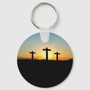The Crucifixion Crosses at Sunset Key Ring