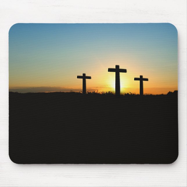 The Crucifixion Crosses at Sunset Mouse Mat (Front)