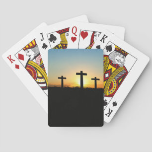 The Crucifixion Crosses at Sunset Playing Cards