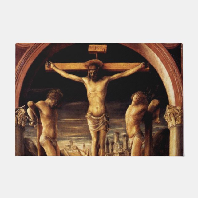 The Crucifixion of Jesus by Vincenzo Foppa - 1456  Doormat (Front)