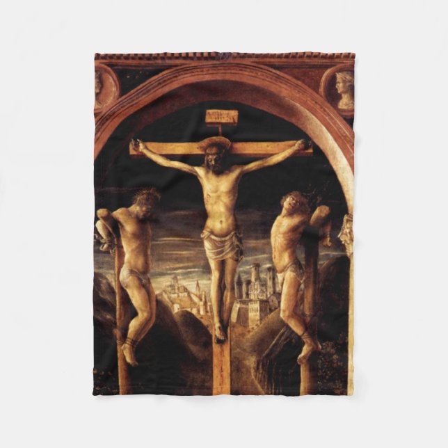 The Crucifixion of Jesus by Vincenzo Foppa - 1456 Fleece Blanket (Front)