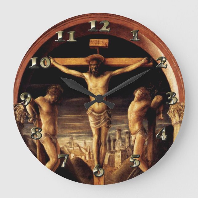 The Crucifixion of Jesus by Vincenzo Foppa - 1456 Large Clock (Front)