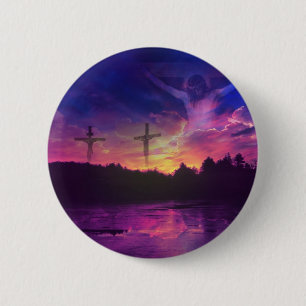 The Crucifixion of Jesus Christ on the Cross 6 Cm Round Badge