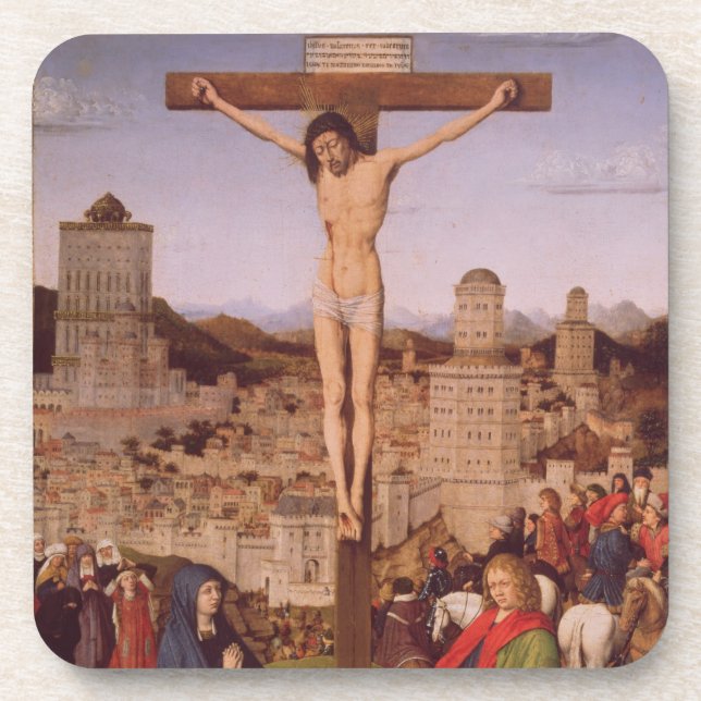 The Crucifixion (oil on panel) Coaster (Front)