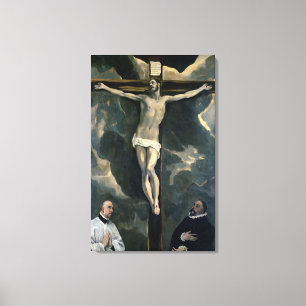 The Crucifixion with Two Donors, c.1580 (oil on ca Canvas Print