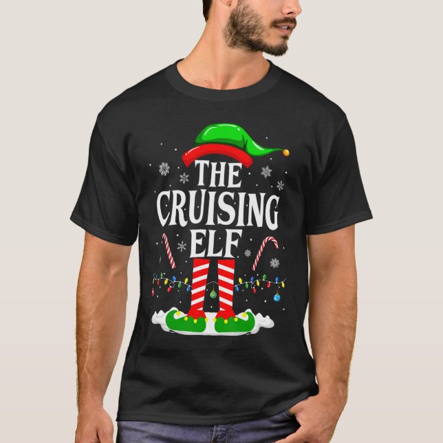 The Cruising Elf Xmas Funny Matching Family Cruise T-Shirt (Front)