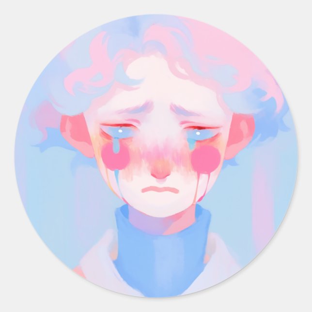 The Crying Clown Classic Round Sticker (Front)