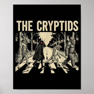 The Cryptids Funny Bigfoot Mothman Monster Poster