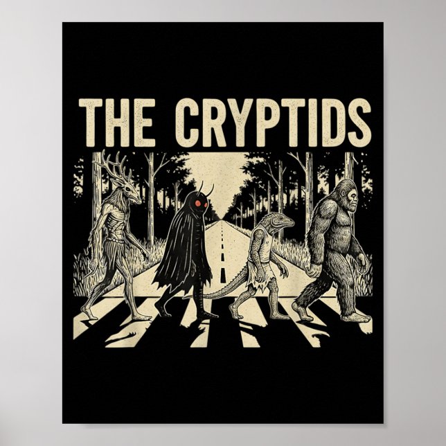 The Cryptids Funny Bigfoot Mothman Monster Poster (Front)