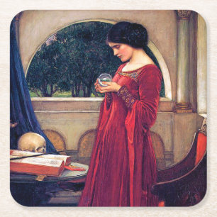 The Crystal Ball, John William Waterhouse Square Paper Coaster