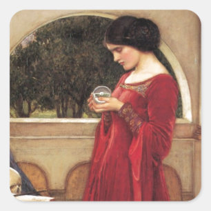 The Crystal Ball [John William Waterhouse] Square Sticker