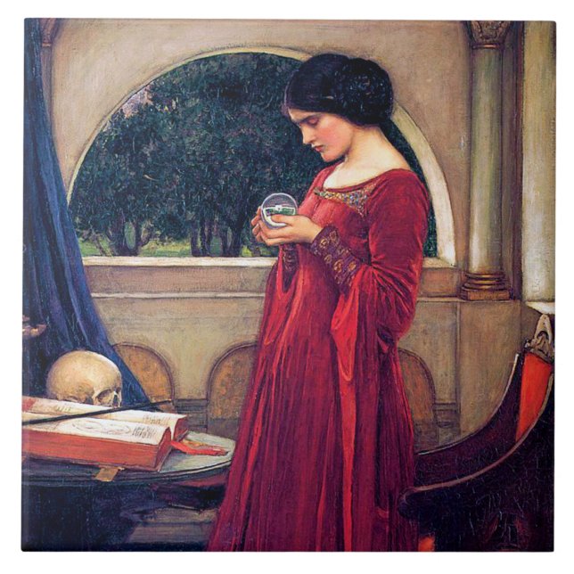 The Crystal Ball, John William Waterhouse Tile (Front)