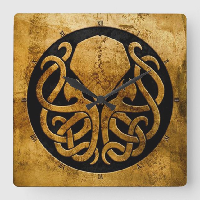 The Cthulhu Hungry For Time Square Wall Clock (Front)