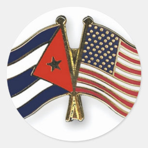 The Cuban Flag and the American Flag Classic Round Sticker