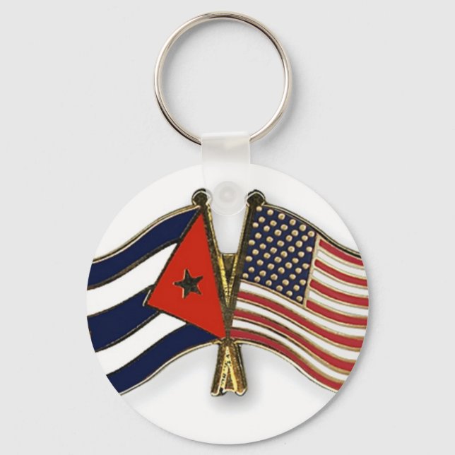 The Cuban Flag and the American Flag Key Ring (Front)