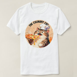 The Culinary Cat with Pizza Cat Chef Holding Pizza T-Shirt