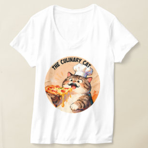 The Culinary Cat with Pizza Cat Chef Holding Pizza T-Shirt