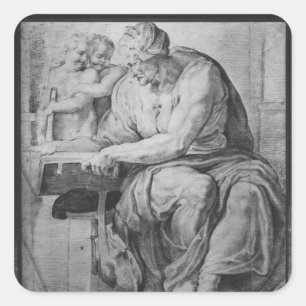 The Cumaean Sibyl, after Michangelo Buonarroti Square Sticker