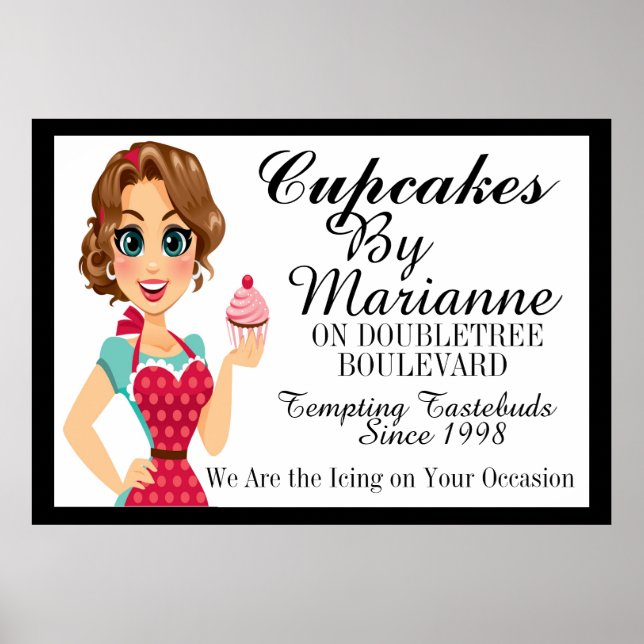 The Cupcake Lady, Bakery, Catering Business Poster (Front)