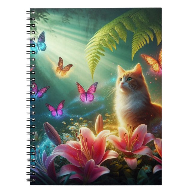 The Curious Cat & Her Butterflies Notebook (Front)