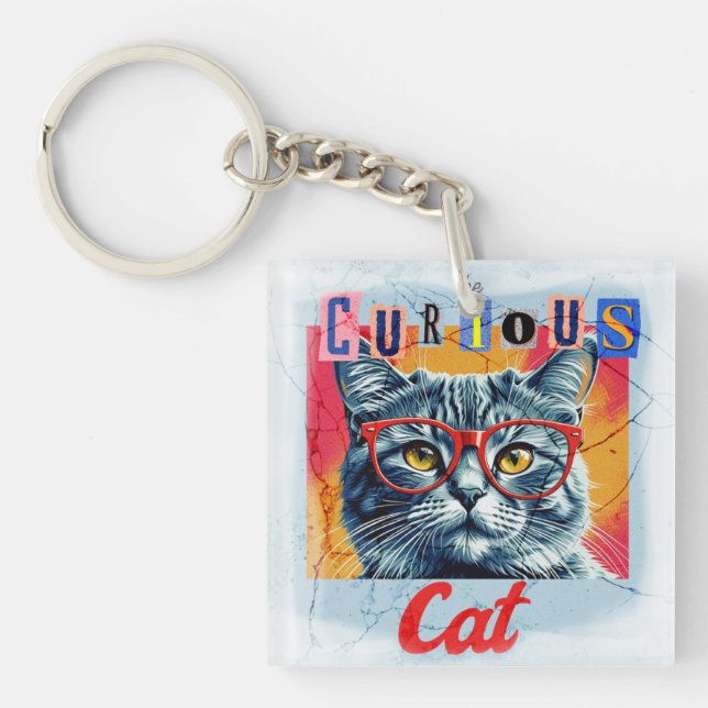 The Curious Cat Key Ring (Front)