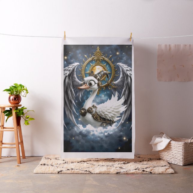 The Curious Clockwork Swan Fabric (In Situ)