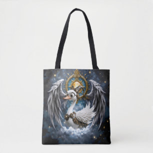 The Curious Clockwork Swan. Tote Bag