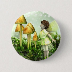 The Curious Fairy - Fairy and Toadstools 6 Cm Round Badge