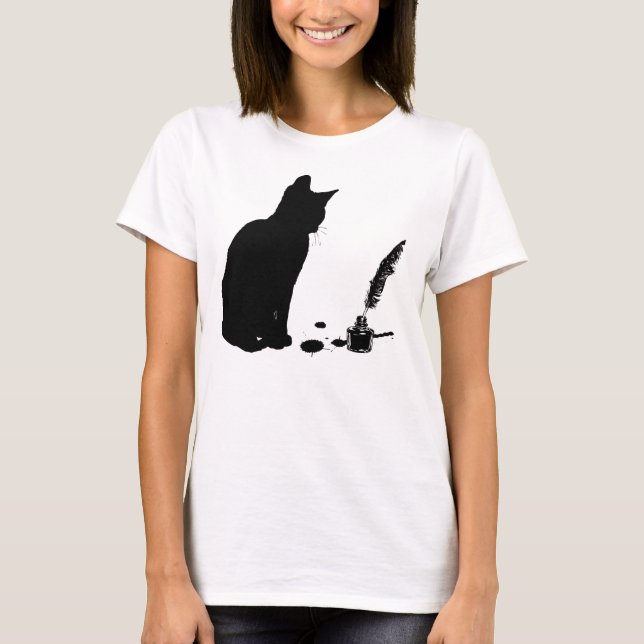 The Curious Kitten - Cats & Books T-Shirt (Front)