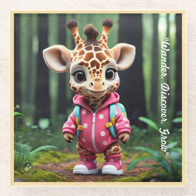 "The Curious Little Giraffe" Glass Coaster (Front)