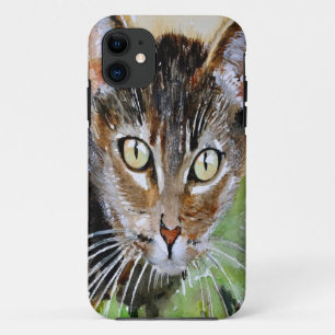 The Curious Tabby Cat Acrylic Painting iPhone 11 Case