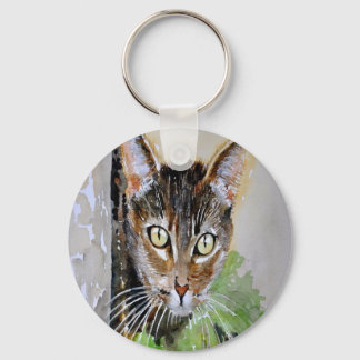 The Curious Tabby Cat Acrylic Painting Key Ring