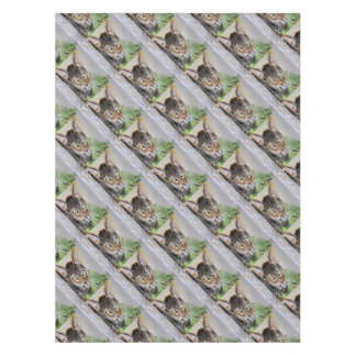 The Curious Tabby Cat Acrylic Painting Tablecloth