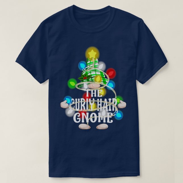 The Curly Hair Gnome Christmas Matching Family Shi T-Shirt (Design Front)