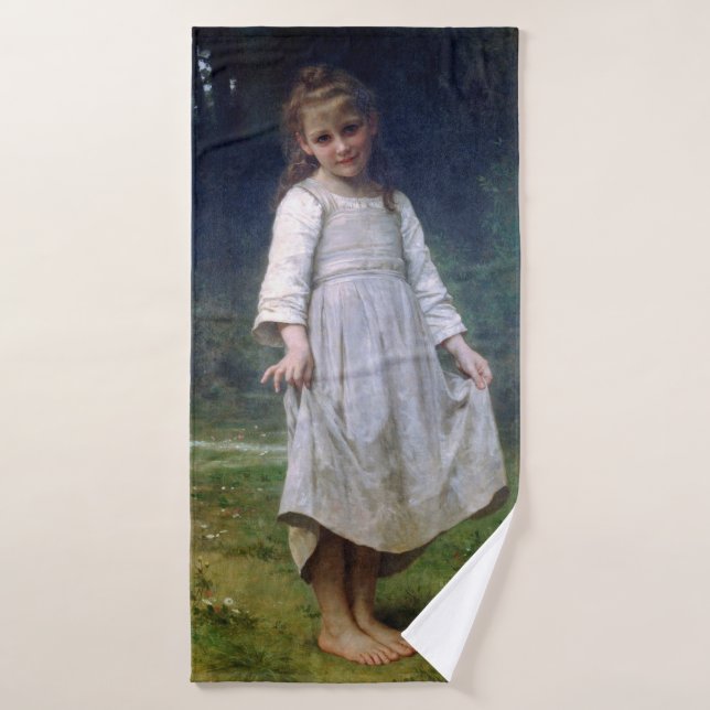 The Curtsey, Bouguereau Bath Towel (Bath Towel)